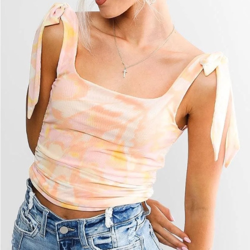 NWT Free People Avenue Tie Dye Mesh Cropped Tank Top!